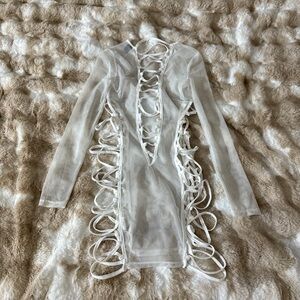 Sheer White Lace-Up Dress